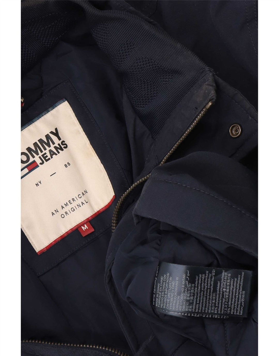 Cappotto giacca a vento con cappuccio da uomo Tommy Hilfiger UK 38 medio blu navy
