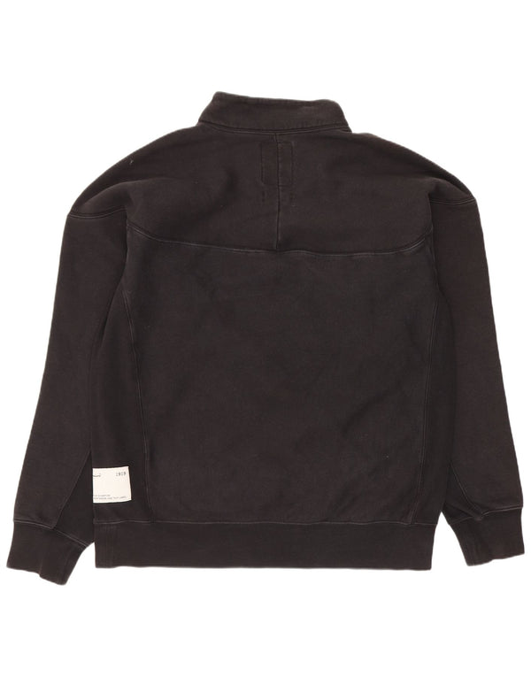 Champion Mens Zip Neck Sweatshirt Jumper Medium Black Cotton