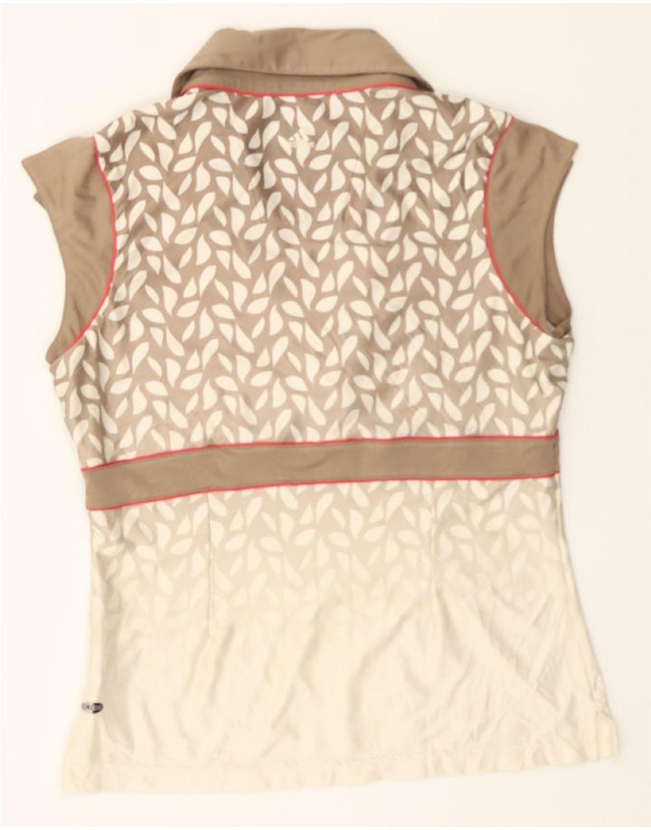 ADIDAS Womens Climacool Abstract Pattern Polo Shirt UK 16 Large Beige Vintage Adidas and Second-Hand Adidas from Messina Hembry 