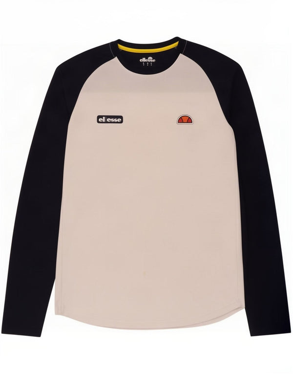 Ellesse Top da uomo a maniche lunghe piccolo bianco in poliestere color block