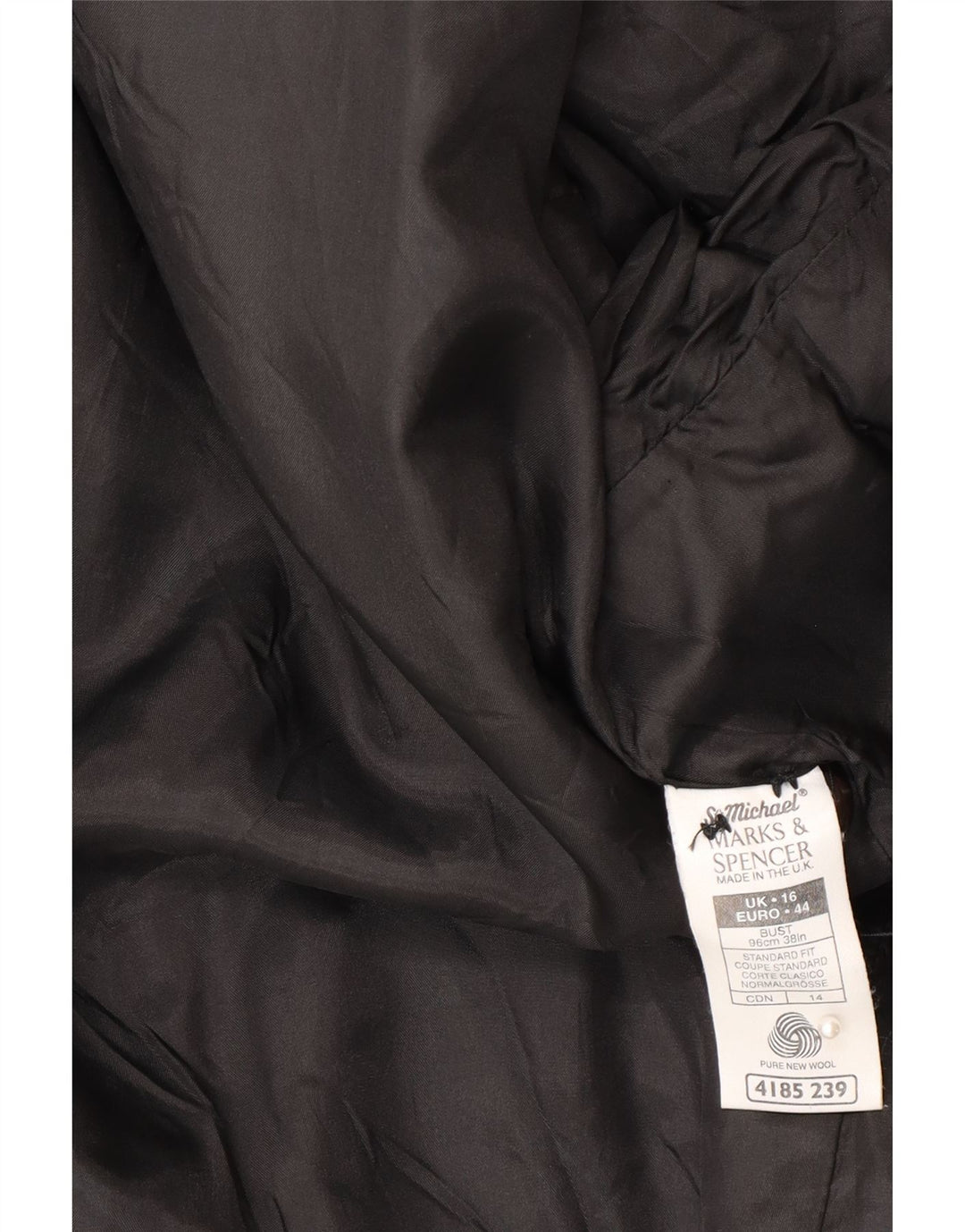 Giacca blazer a 1 bottone Marks & Spencer da donna UK 16 grande lana nera