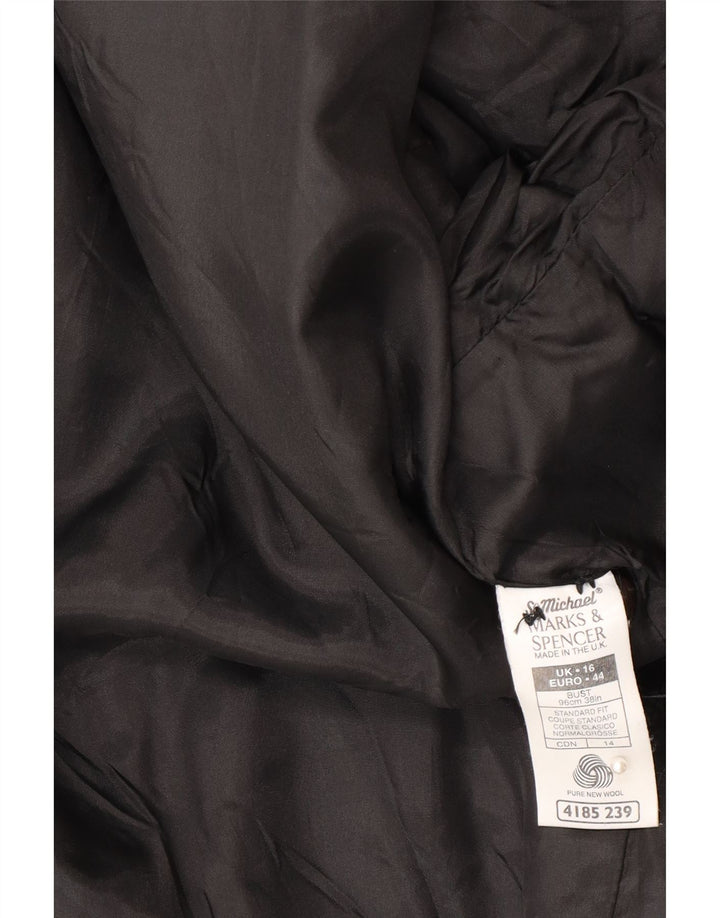 Giacca blazer a 1 bottone Marks & Spencer da donna UK 16 grande lana nera