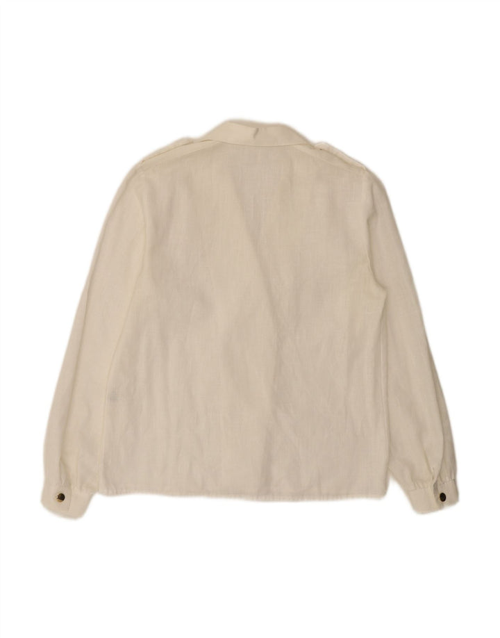 VINTAGE Womens Military Double Breasted Shirt Blouse EU 38 Medium White