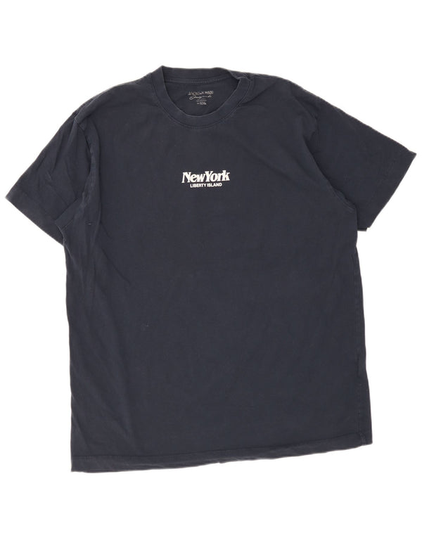 T-shirt grafica da uomo Jack & Jones Top 2XL cotone blu navy