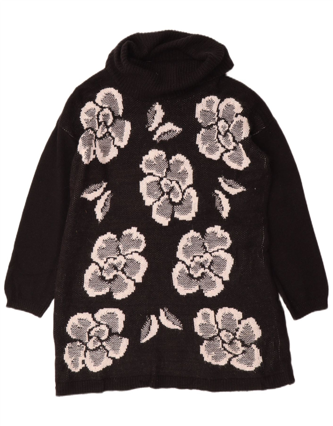 Maglione maglione a collo alto da donna Marks & Spencer UK 14 medio nero floreale