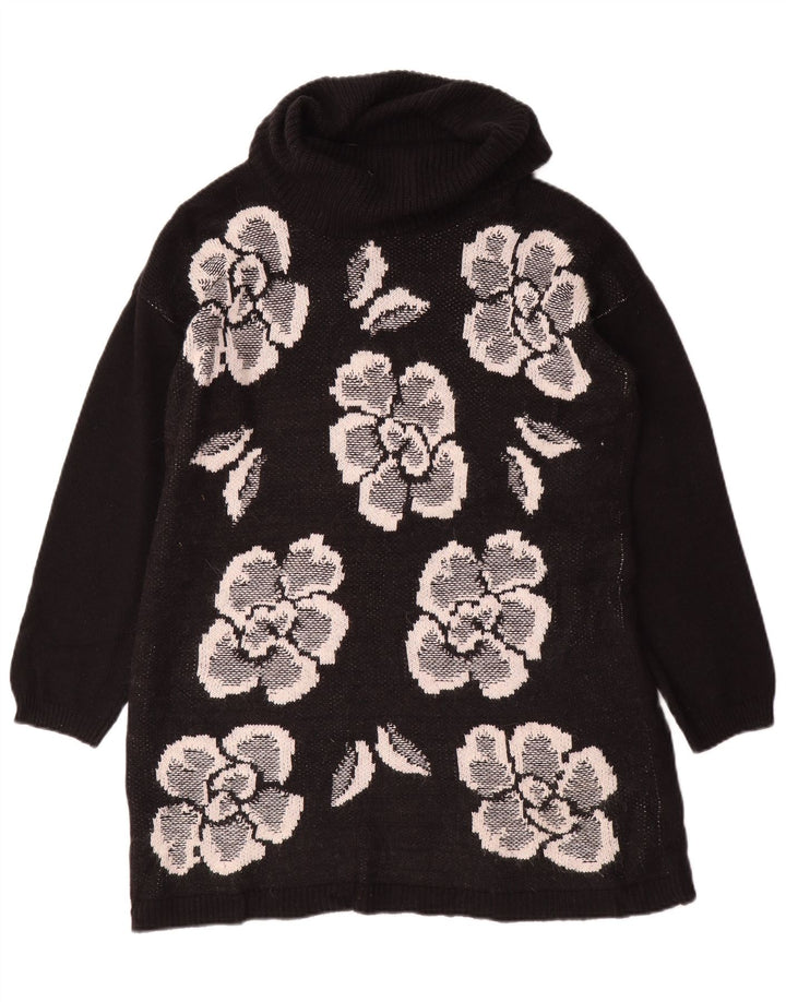 Maglione maglione a collo alto da donna Marks & Spencer UK 14 medio nero floreale