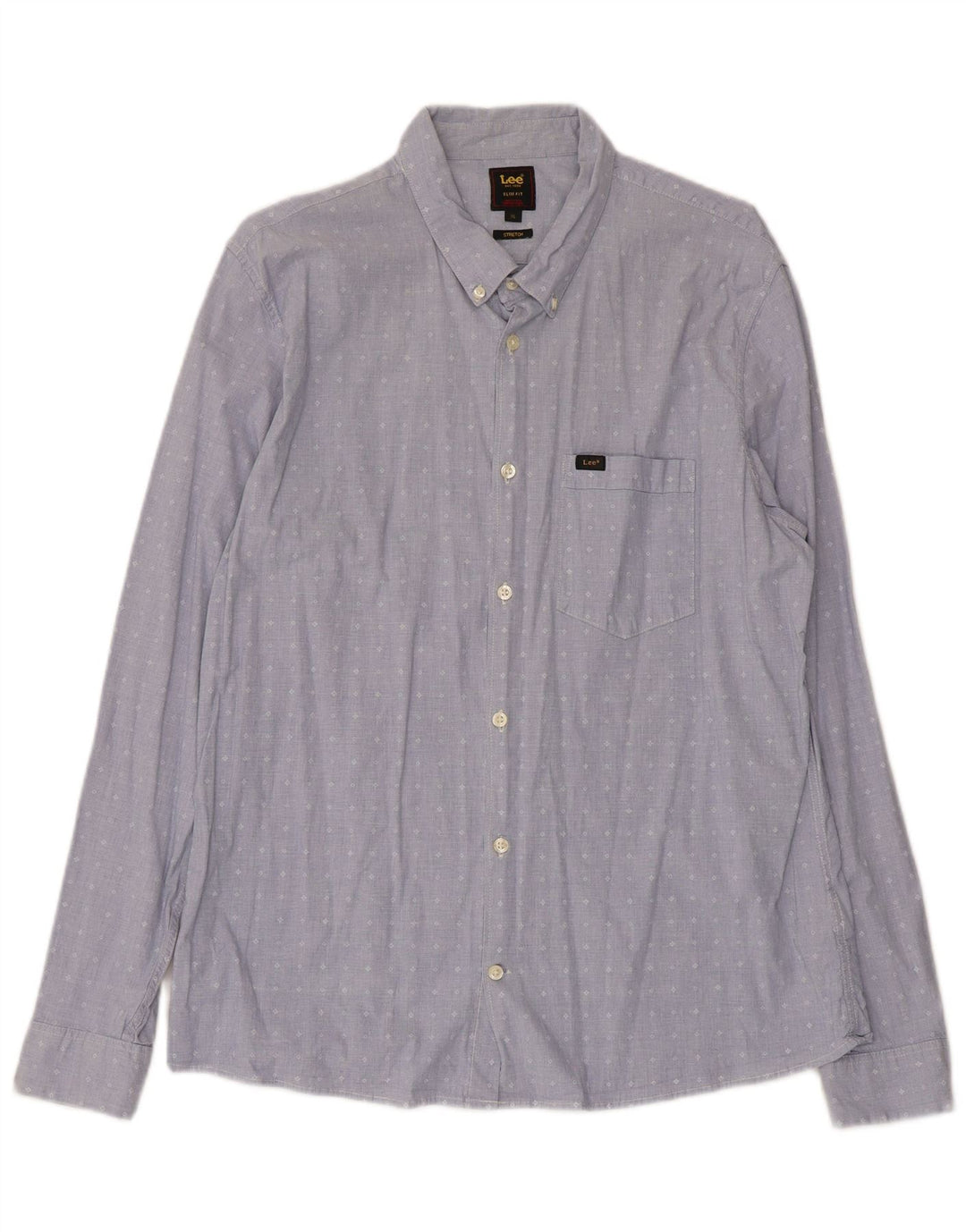 Camicia Lee da uomo slim fit elasticizzata XL in cotone geometrico blu