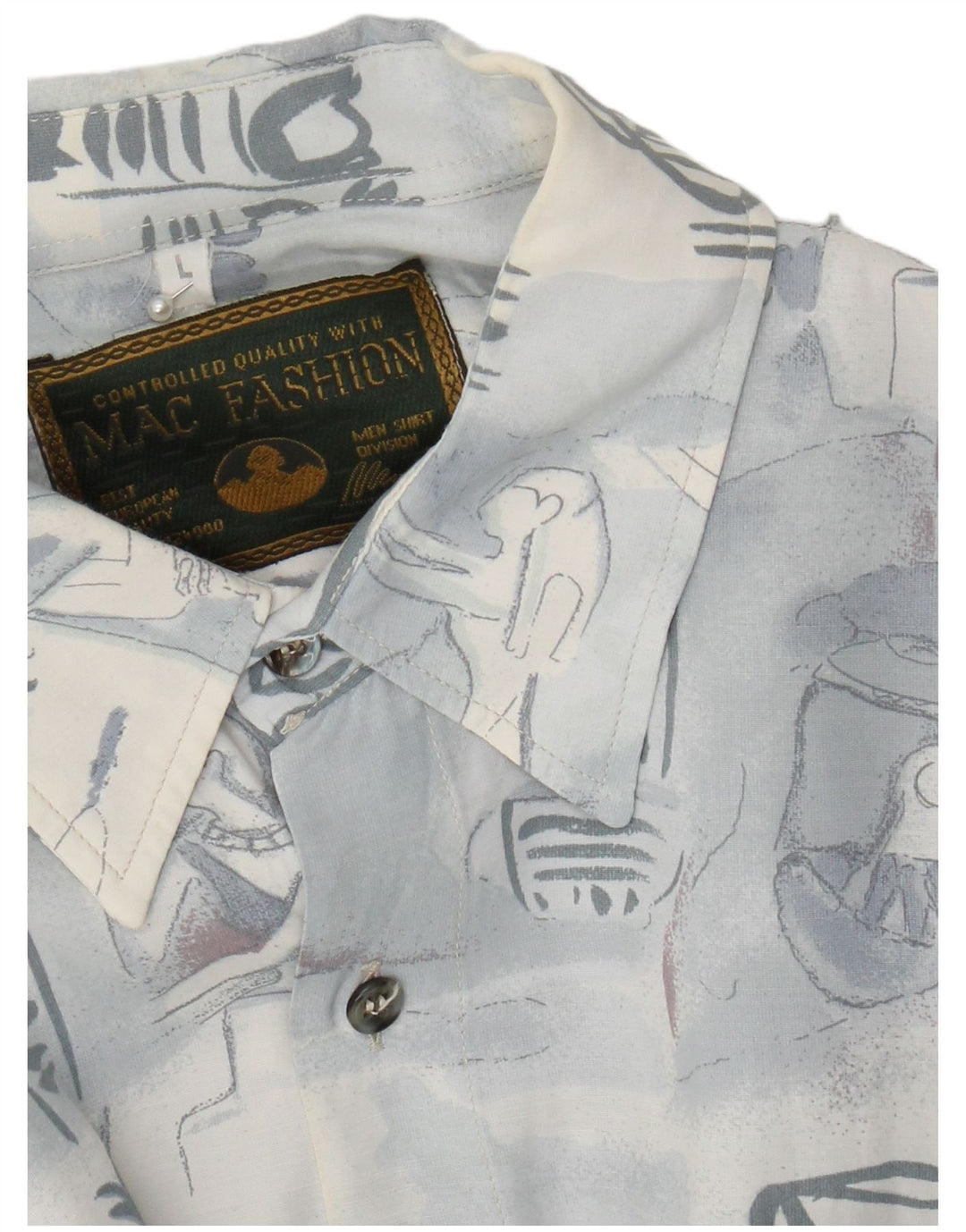 Camicia Mac Fashion da uomo con motivo astratto, grande blu