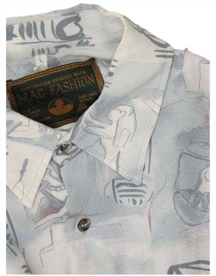 Camicia Mac Fashion da uomo con motivo astratto, grande blu