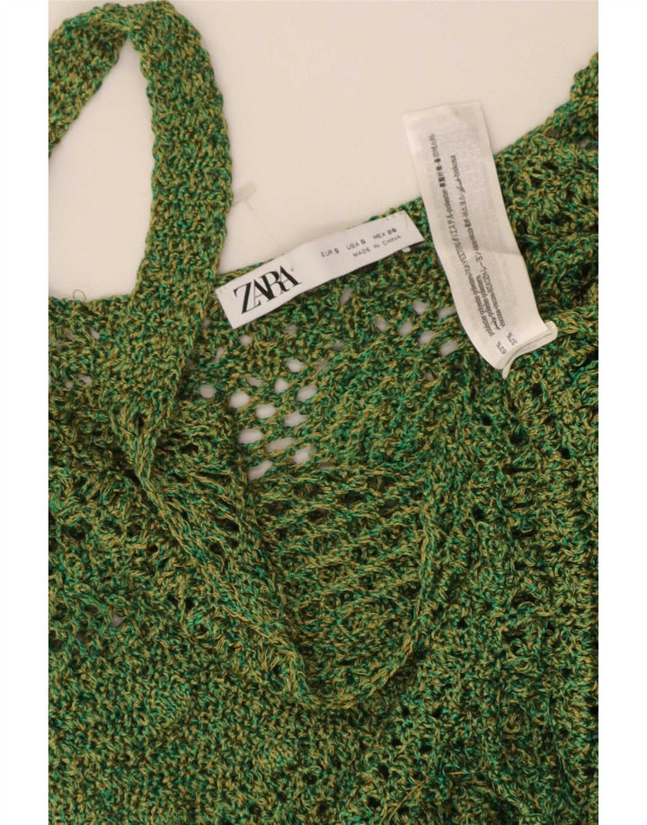 Top Zara da donna all'uncinetto con canottiera UK 8 Small verde poliestere