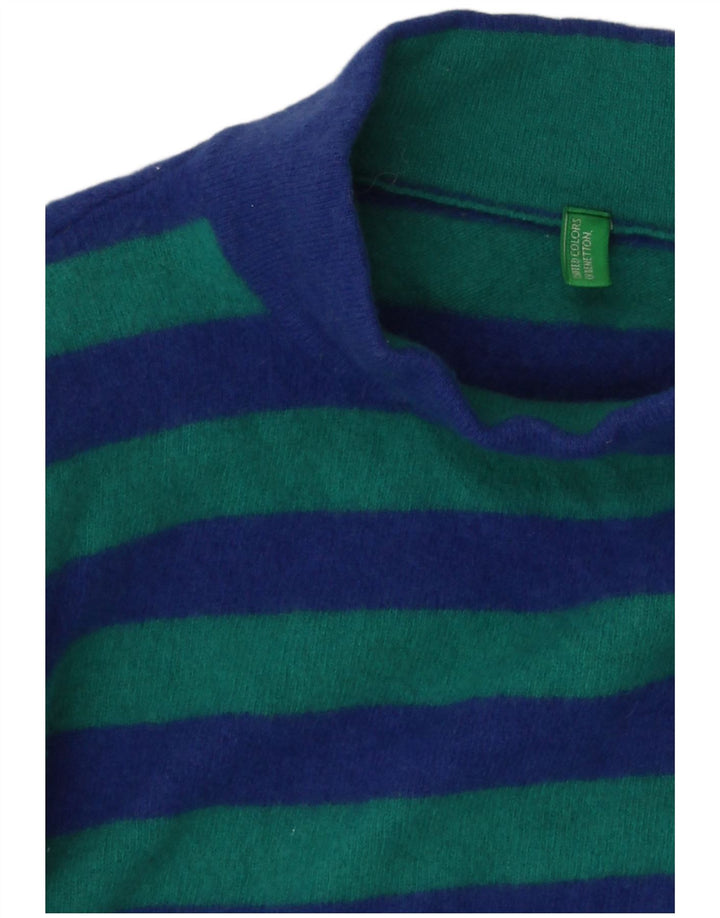 Maglione da donna a collo alto Benetton da donna UK 10 piccolo a righe blu