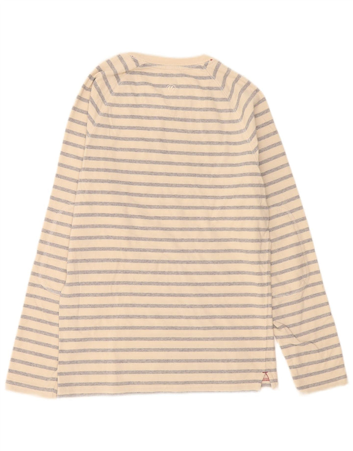 Fat Face Top da uomo a maniche lunghe XS in cotone a righe beige