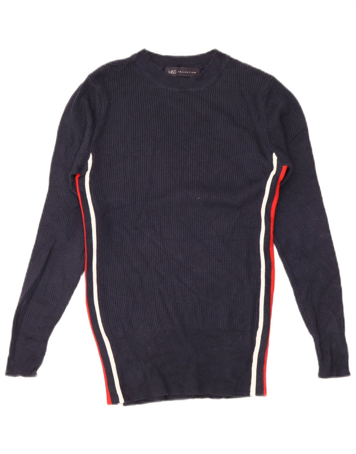 Maglione maglione girocollo da donna Marks & Spencer UK 8 piccolo blu navy