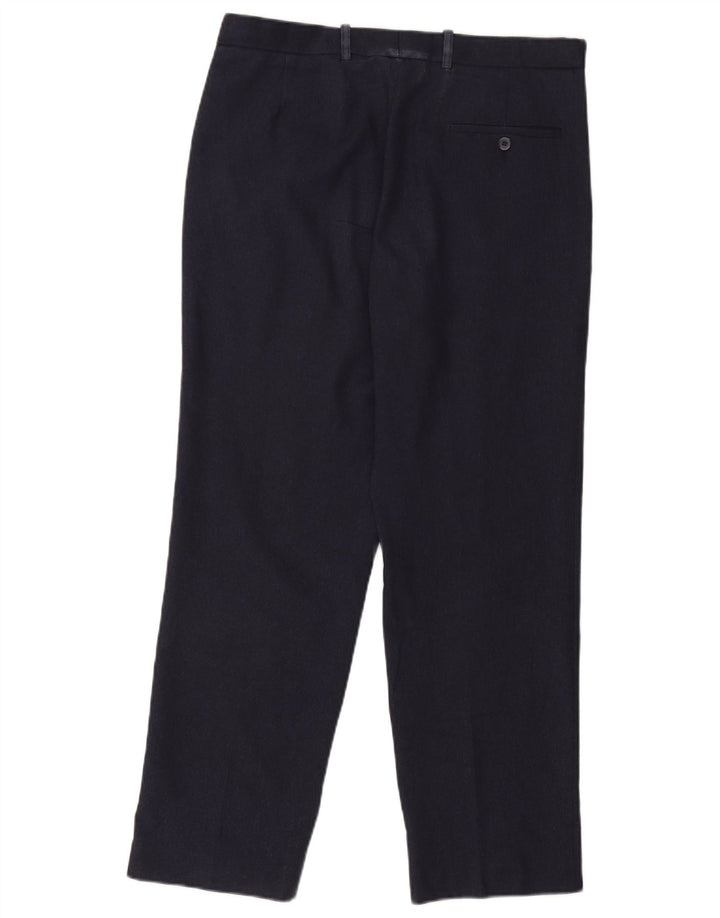 Pantaloni da abito vestibilità regolare Marks & Spencer da uomo W34 L31 poliestere blu navy