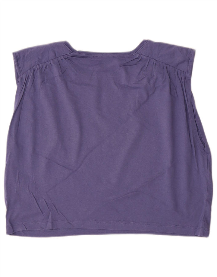 ZARA Womens Sleeveless Crop Top UK 14 Medium Purple Cotton
