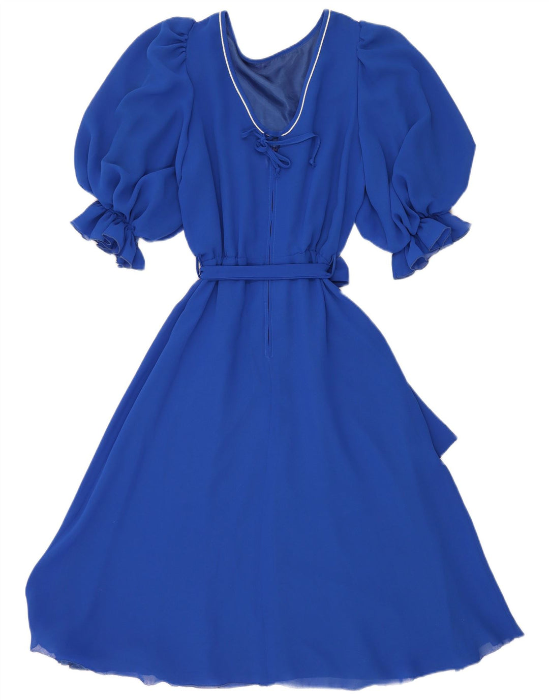 Abito a trapezio da donna vintage IT 40 piccolo poliestere blu