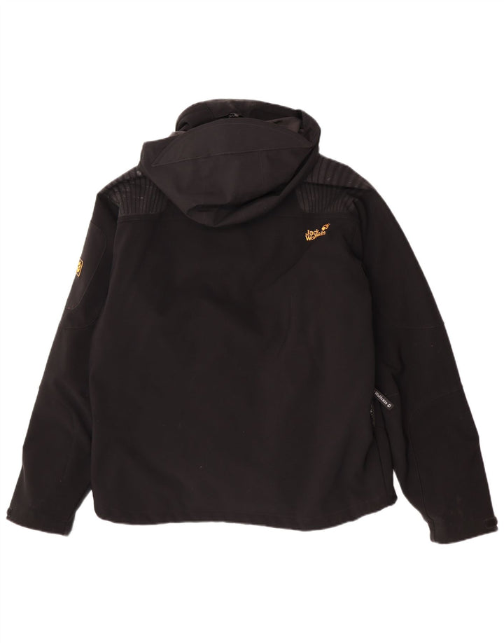 Giacca a vento con cappuccio da uomo Jack Wolfskin UK 40/42 grande poliestere nero