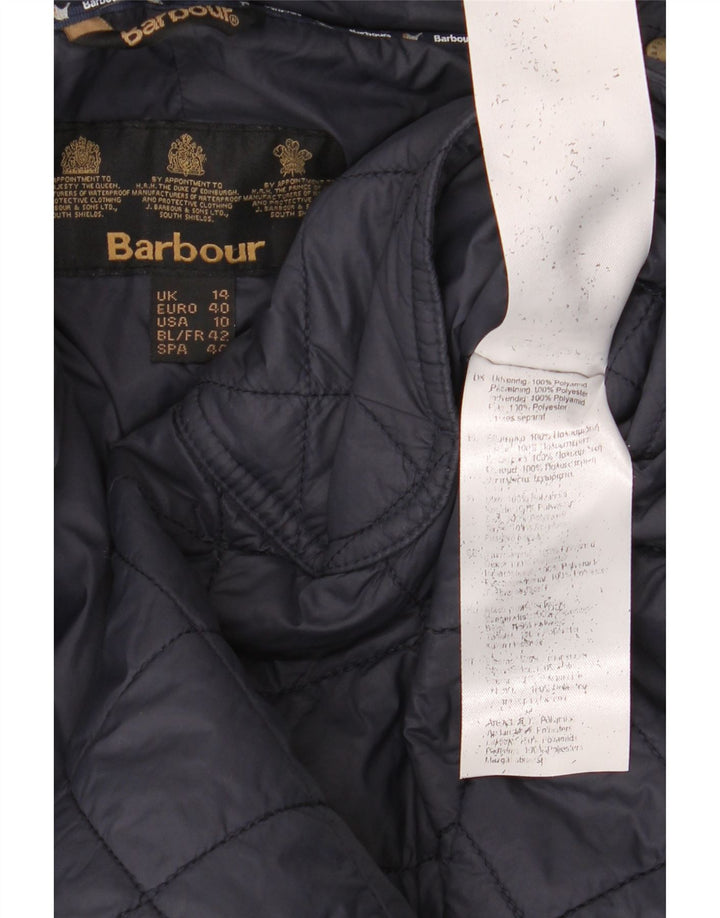 Cappotto trapuntato con cappuccio da donna Barbour UK 14 Large blu navy in poliammide