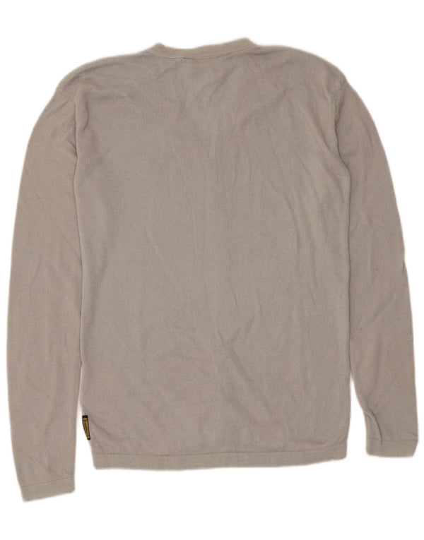 Maglione maglione con scollo a V da donna Armani Jeans UK 6 XS lana grigia