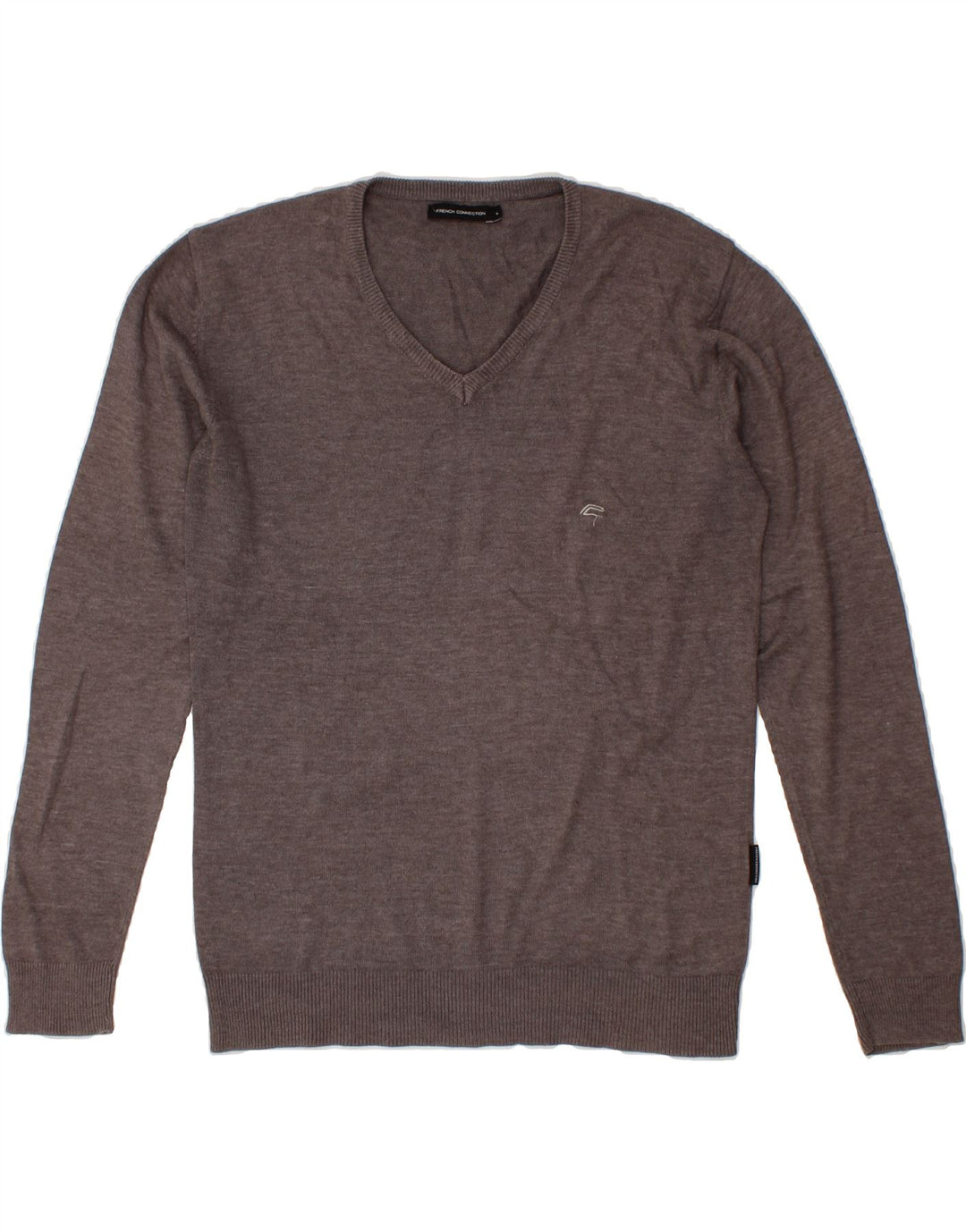 FRENCH CONNECTION Mens V-Neck Jumper Sweater Large Grey Cotton Vintage French Connection and Second-Hand French Connection from Messina Hembry 