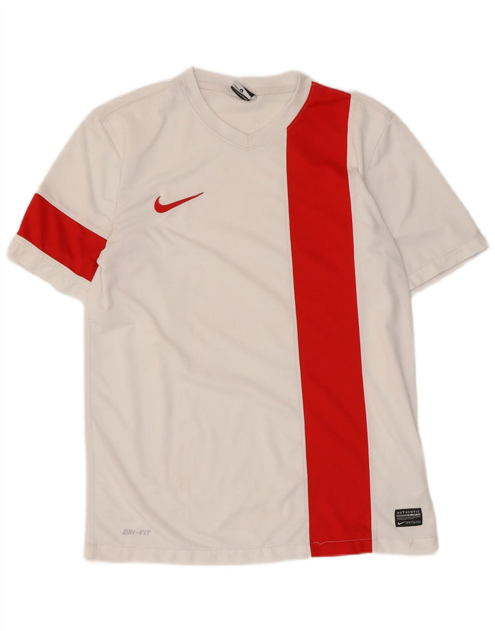 T-shirt Nike Dri Fit da uomo, top in poliestere color block bianco medio