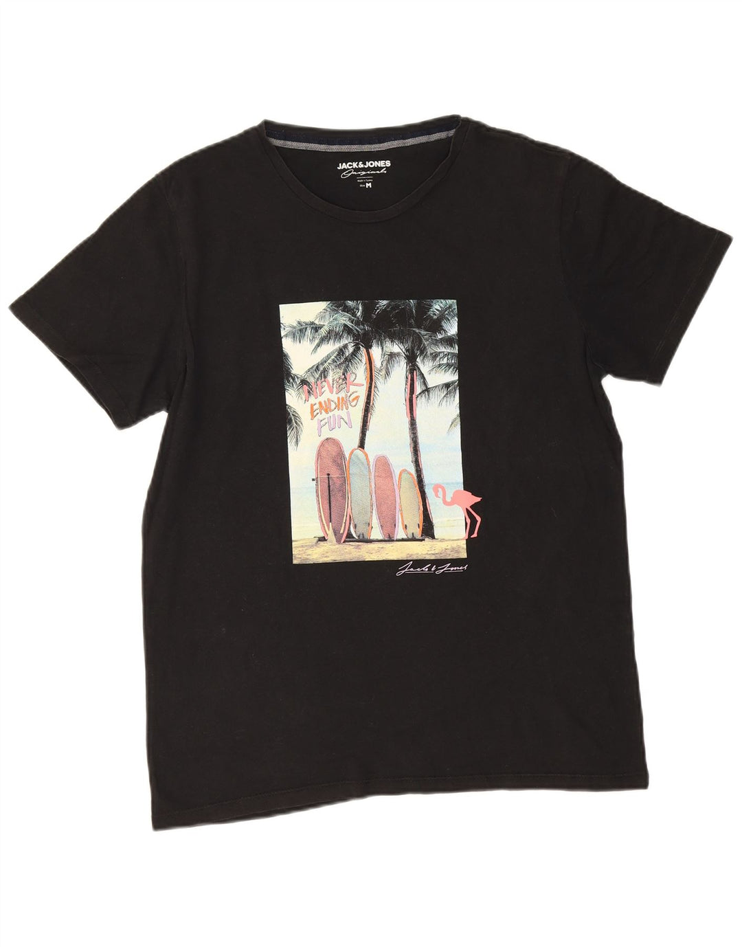 T-shirt grafica da uomo Jack & Jones Top media nera