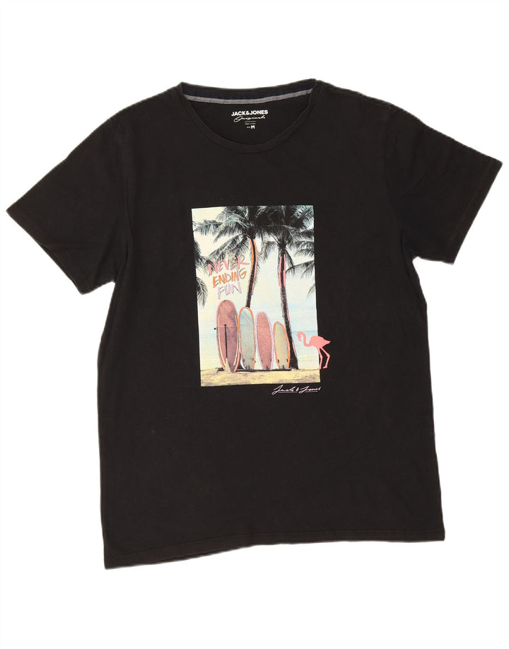 T-shirt grafica da uomo Jack & Jones Top media nera