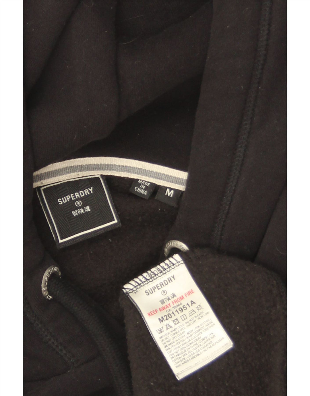 Maglione con cappuccio da uomo SUPERDRY in cotone nero medio