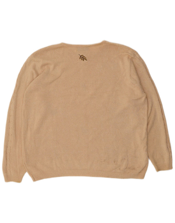 Maglione maglione con scollo a barca da donna Tulchan UK 18 XL Cotone floreale beige