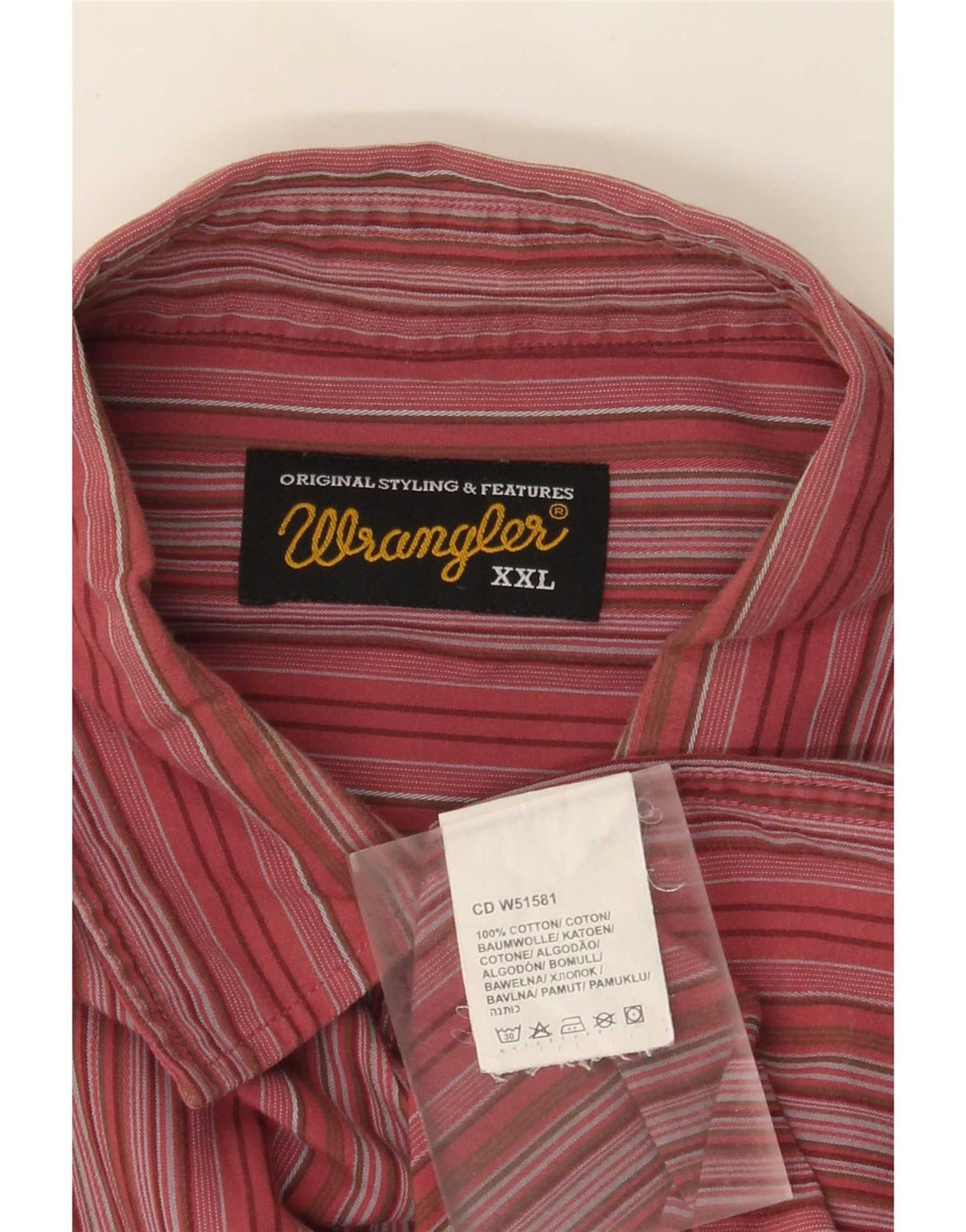 Camicia da uomo Wrangler 2XL cotone a righe rosse