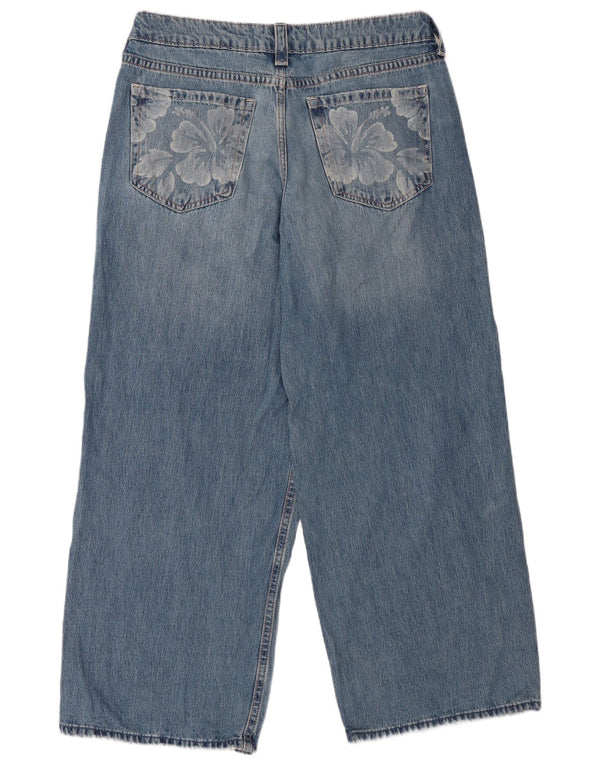 Jeans Hollister da donna larghi a vita bassa a gamba larga W36 L31 cotone floreale blu