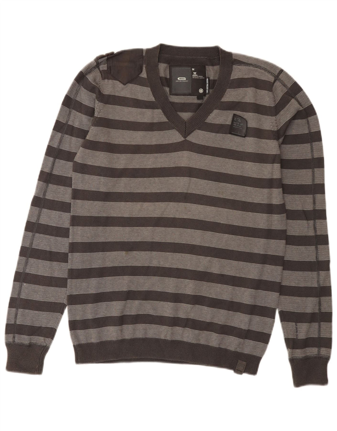 Maglione da uomo con scollo a V G-Star in cotone a righe grigio medio