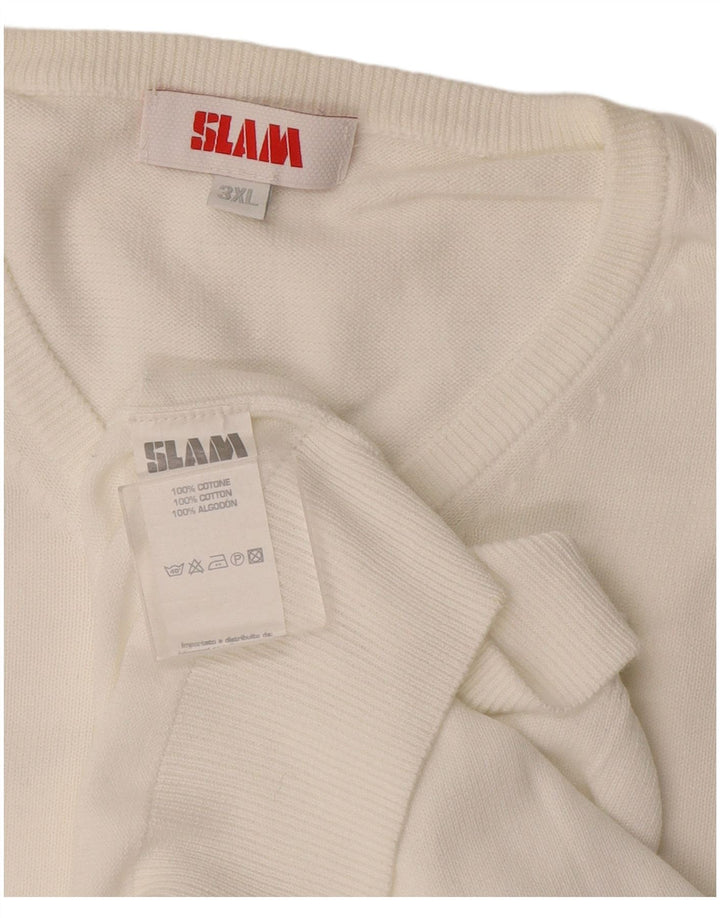 Maglione da uomo con scollo a V Slam 3XL cotone bianco