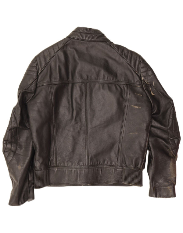 Harro Mens Motorstyle Leather Racer Jacket EU 54 2XL Black Leather