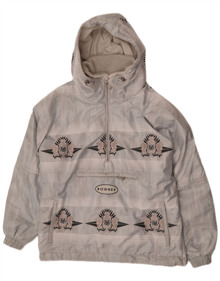 Giacca anorak con cappuccio grafico da uomo Bogner UK 42 XL Grigio geometrico