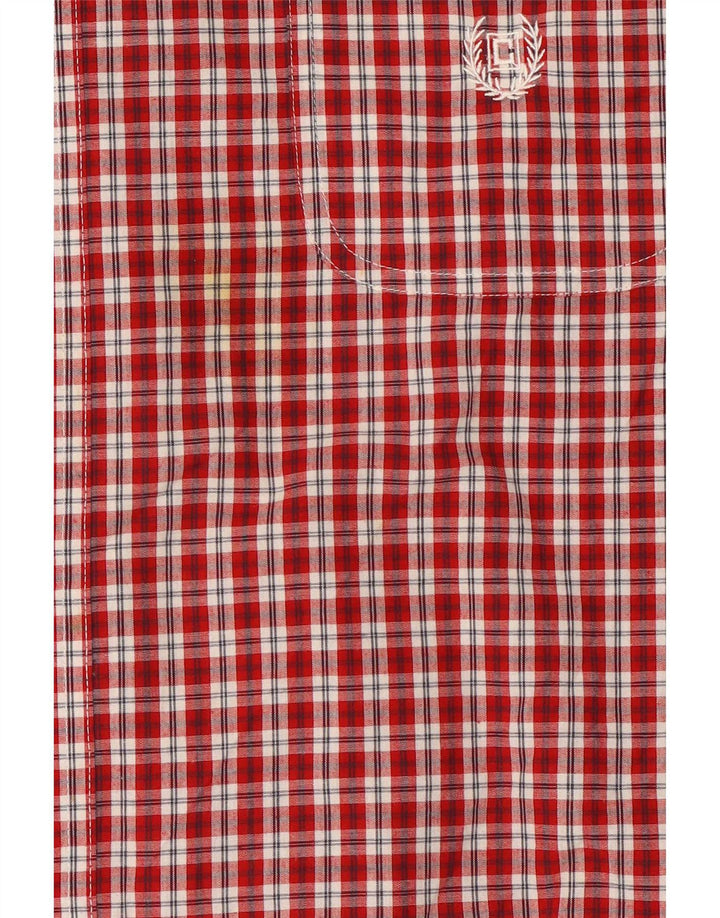 Chaps Camicia a maniche corte da uomo Easy Care 2XL Cotone a quadri rossi