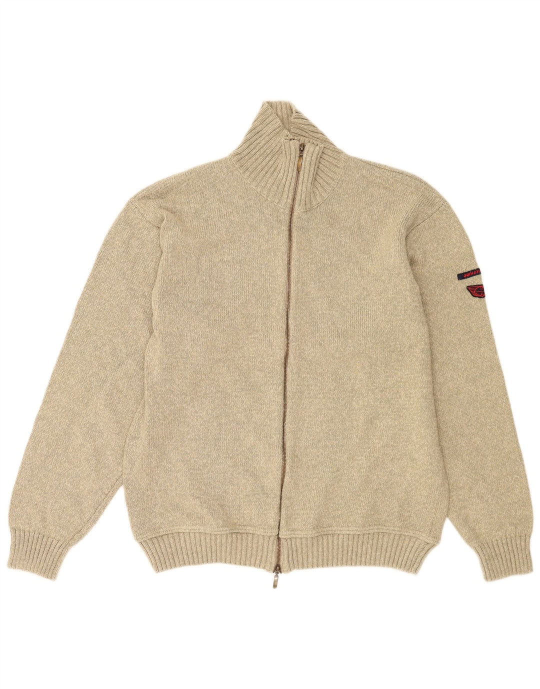 Donkervoort Maglione cardigan con zip intera da uomo Grande acrilico beige