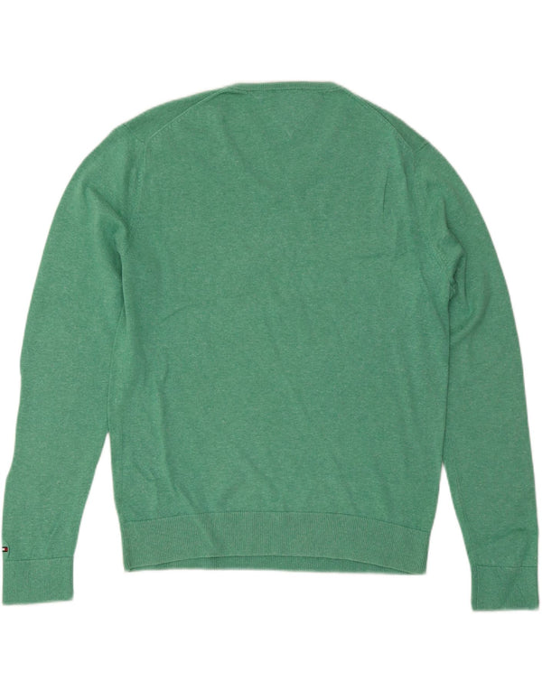 Maglione maglione con scollo a V da uomo Tommy Hilfiger XL in cotone verde