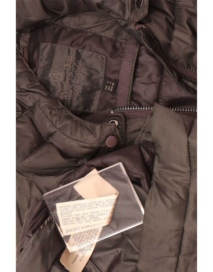 Cappotto imbottito con cappuccio da donna Massimo Dutti UK 10 piccolo poliestere kaki
