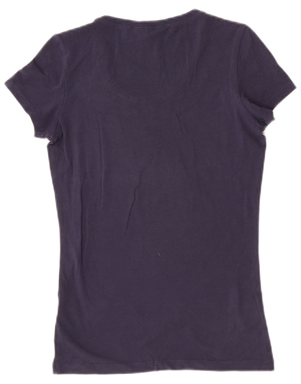 Guess T-shirt grafica da donna Top UK 8 Small Blu Navy Cotone