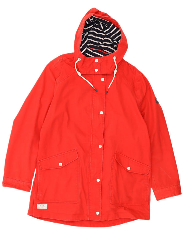 JOULES Impermeabile con cappuccio da donna UK 16 Large Rosso Cotone