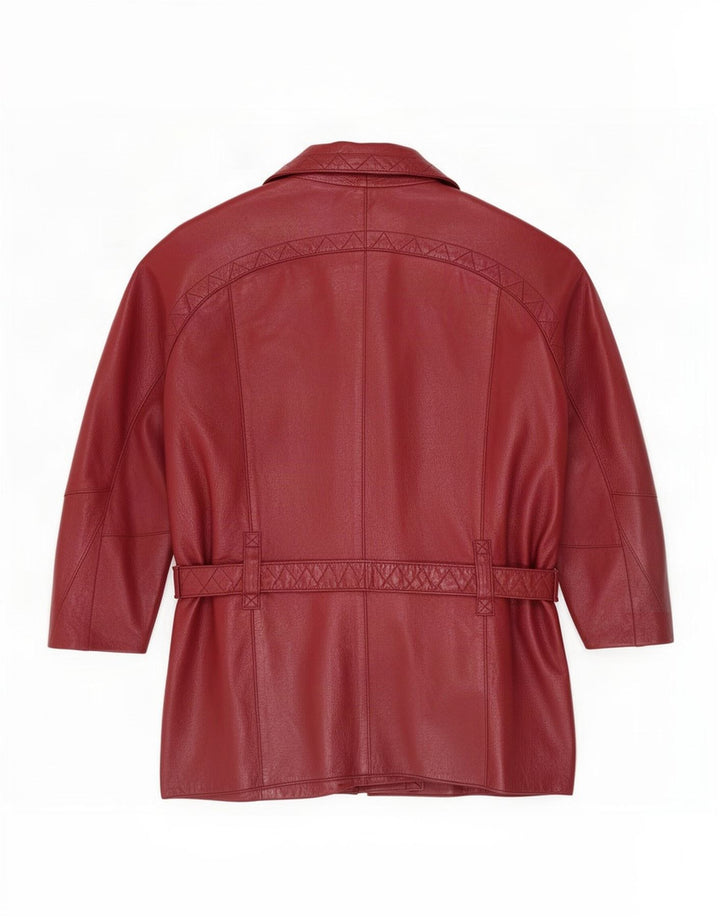 Giacca da motociclista in pelle oversize da donna vintage EU 38 Borgogna media