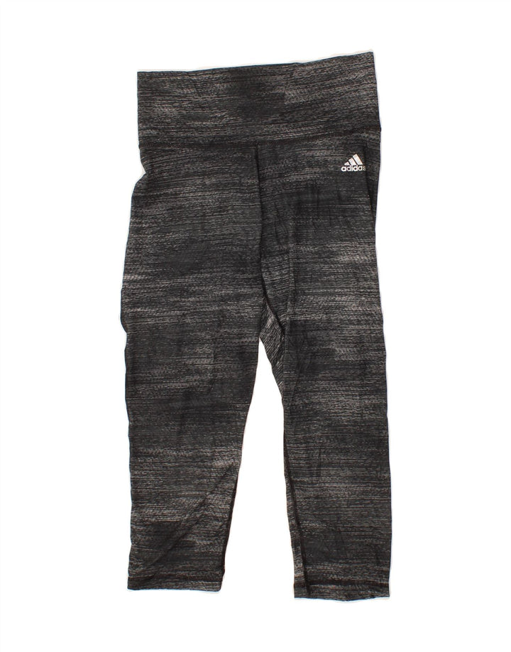 ADIDAS Womens Climalite Capri Leggings UK 8/10 Small  Grey Striped Vintage Adidas and Second-Hand Adidas from Messina Hembry 