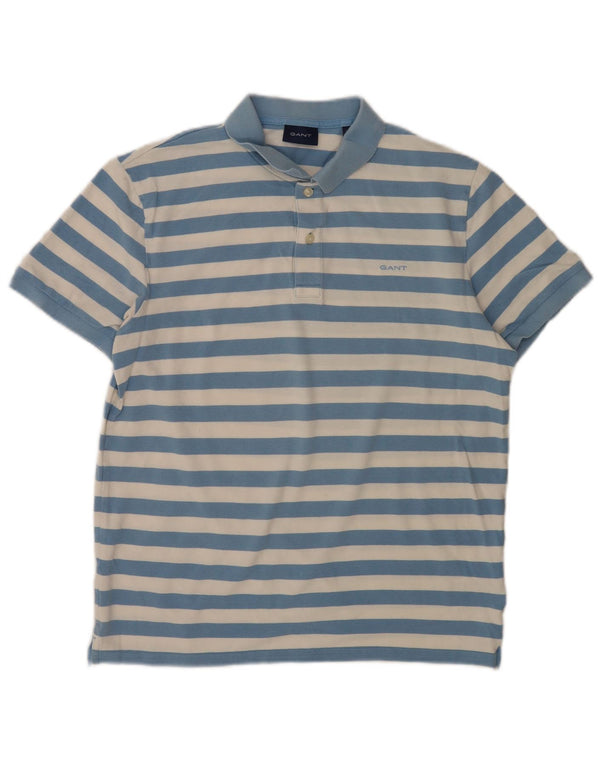 Polo da uomo Gant in cotone a righe grandi blu