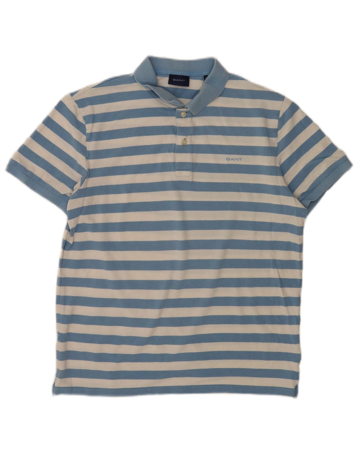 Polo da uomo Gant in cotone a righe grandi blu