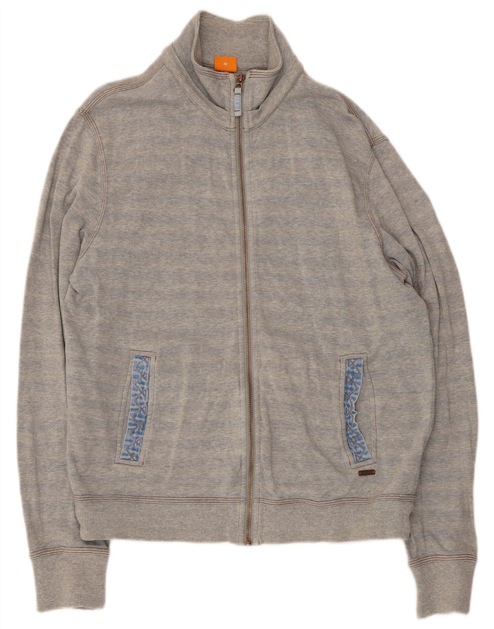 Giacca da tuta da uomo Hugo Boss in cotone a righe grigio medio