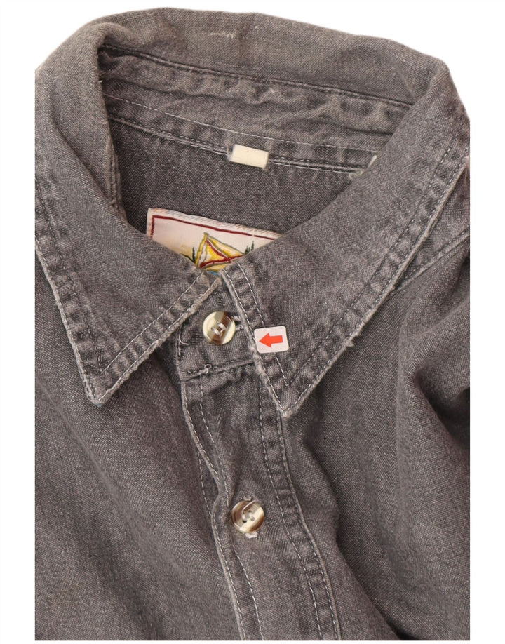 Camicia di jeans vintage da uomo grigio medio