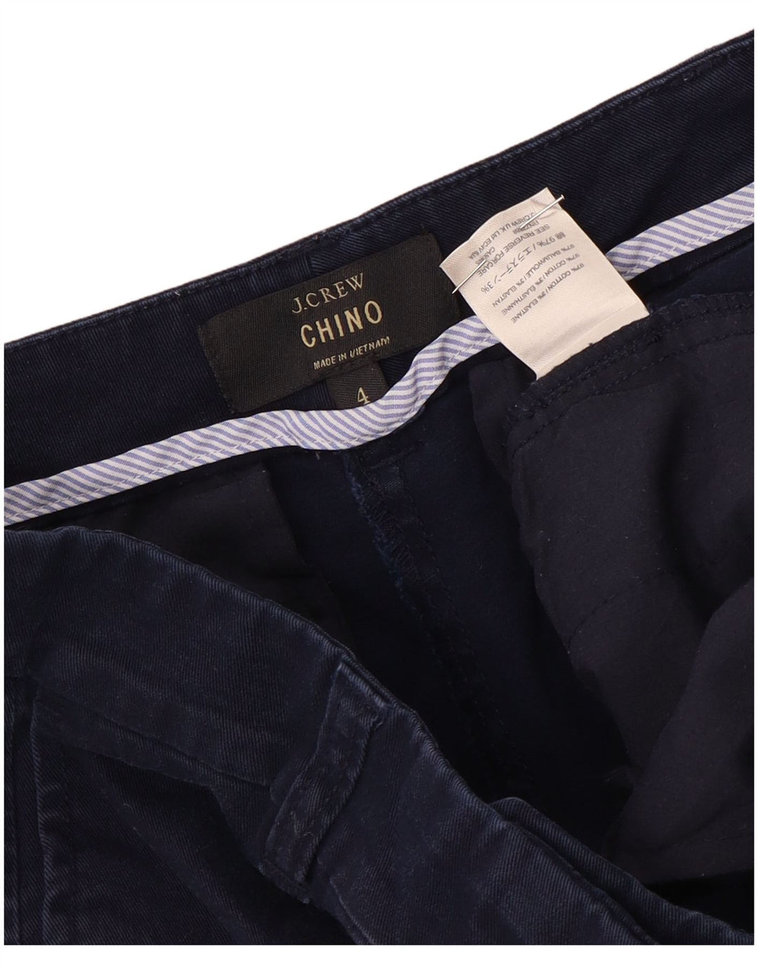 Pantaloncini chino da donna J. Crew US 4 Small W28 cotone blu navy
