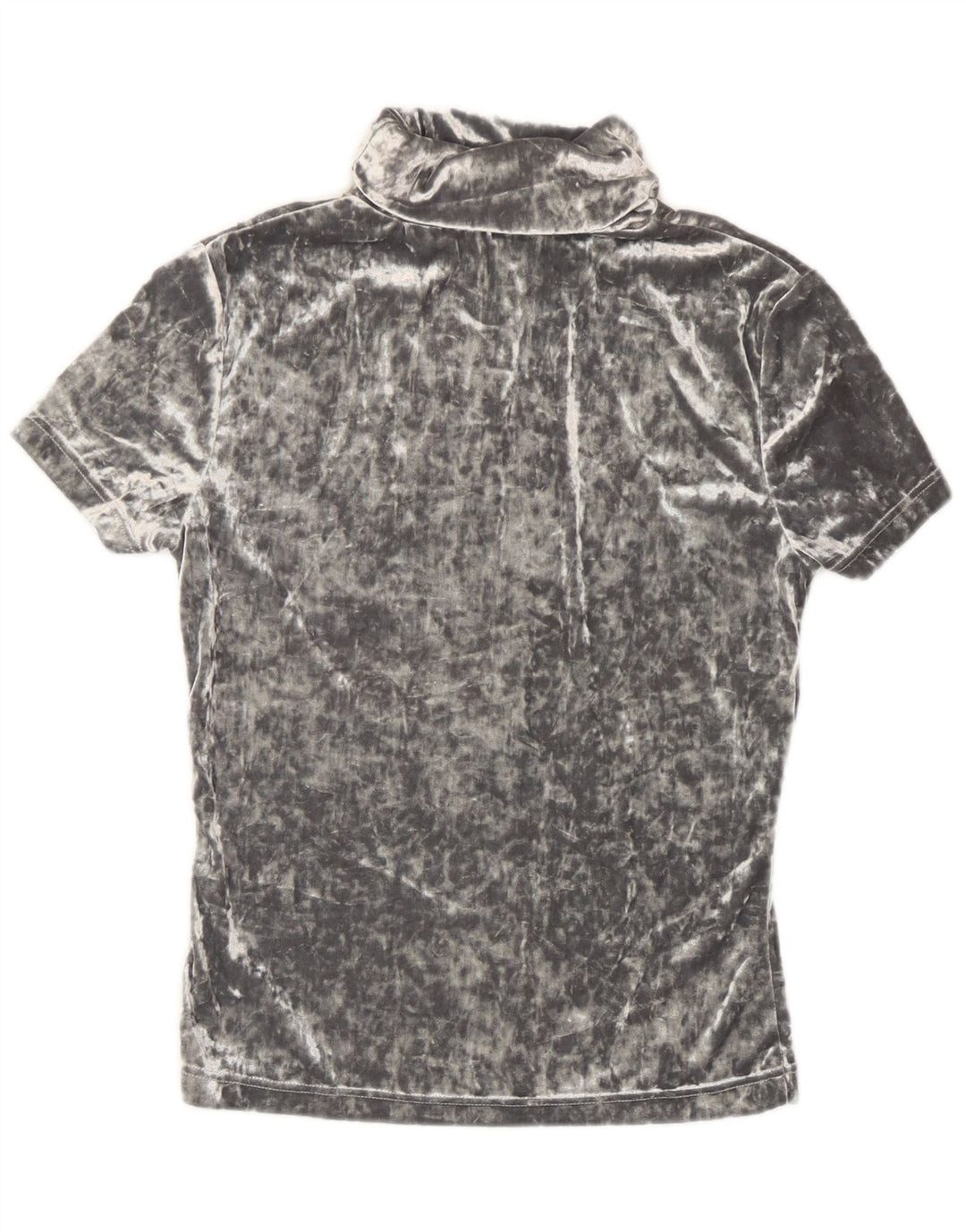 T-shirt vintage in velluto da donna Top UK 12 Poliestere grigio medio