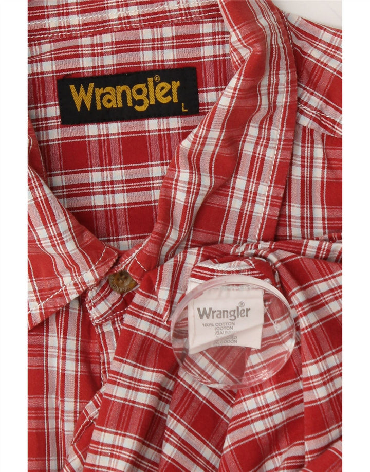 WRANGLER Camicia a maniche corte da uomo in cotone a quadri rossi grandi